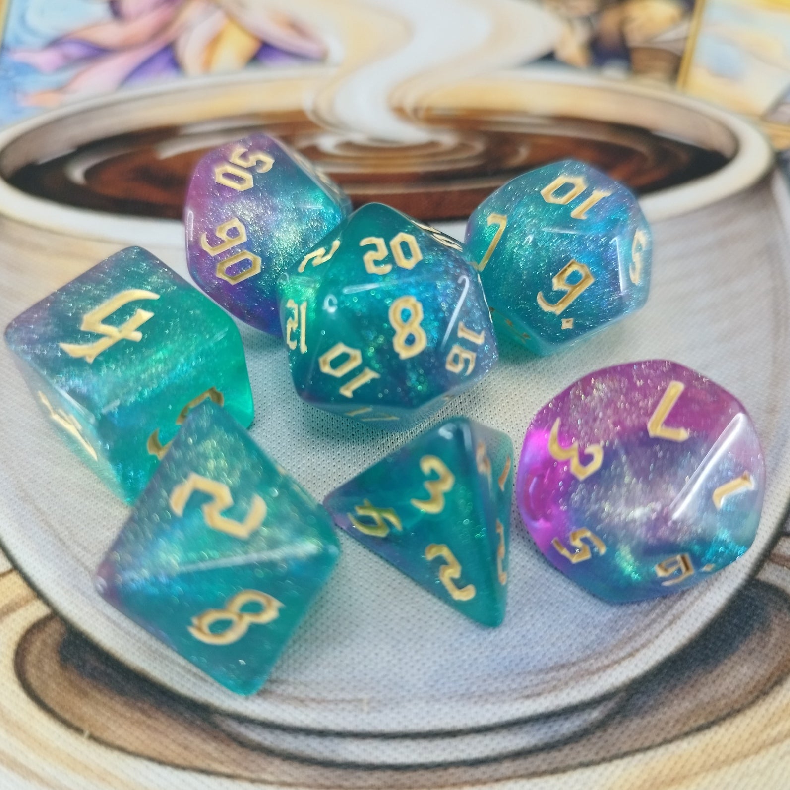 Shaman Dice Set - Green Purple