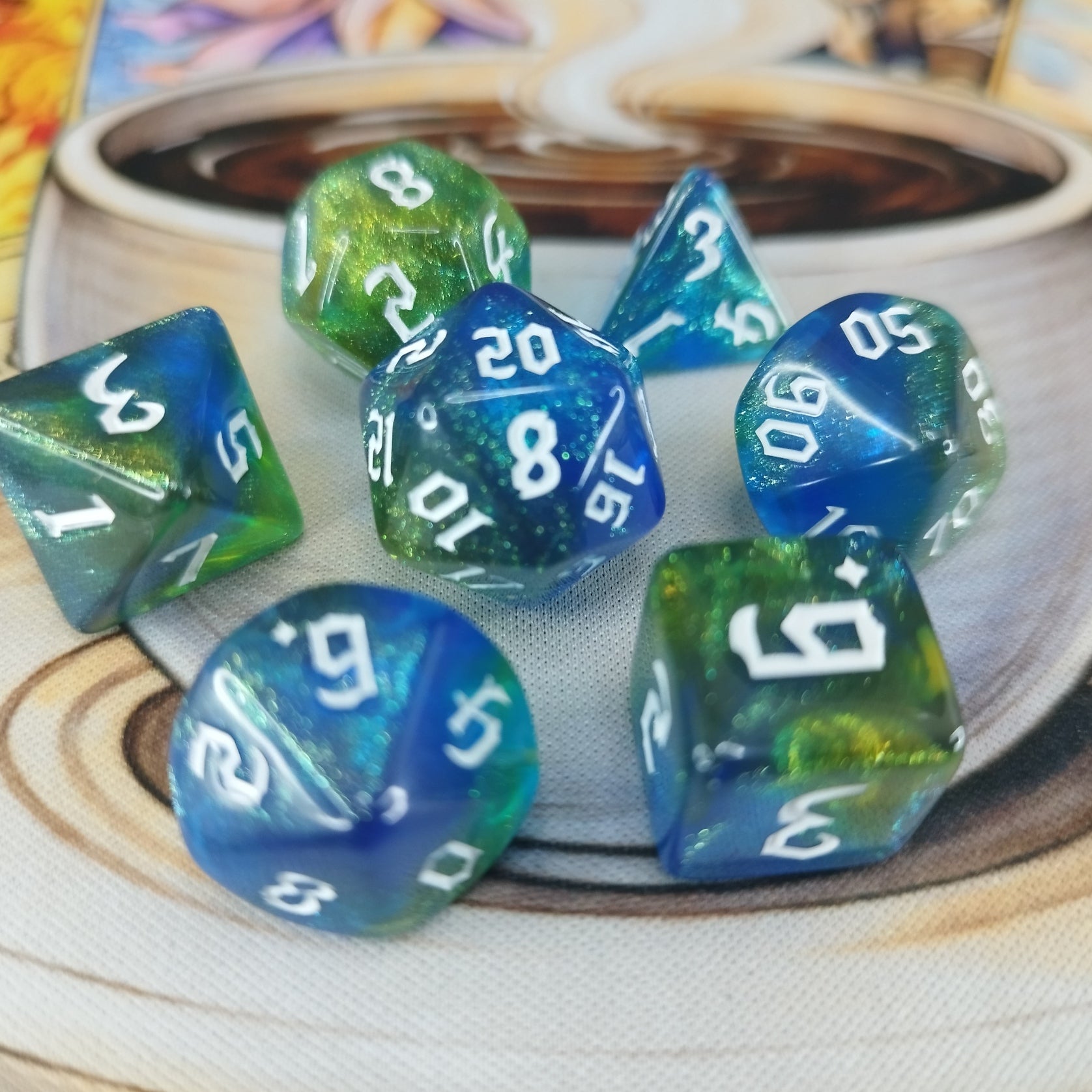 Shaman Dice Set - Green Blue