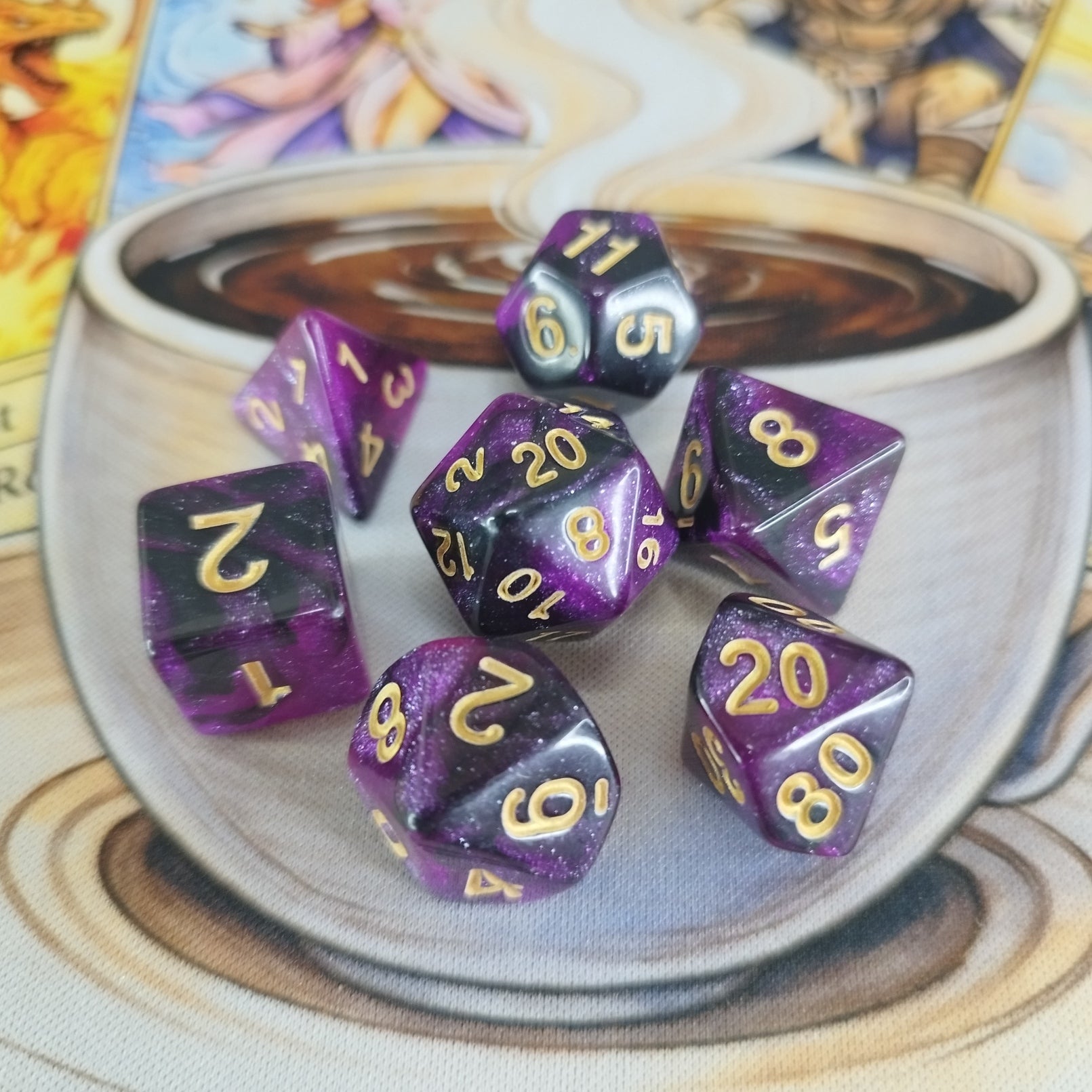 Nebula Shimmer Dice Set - Purple Black
