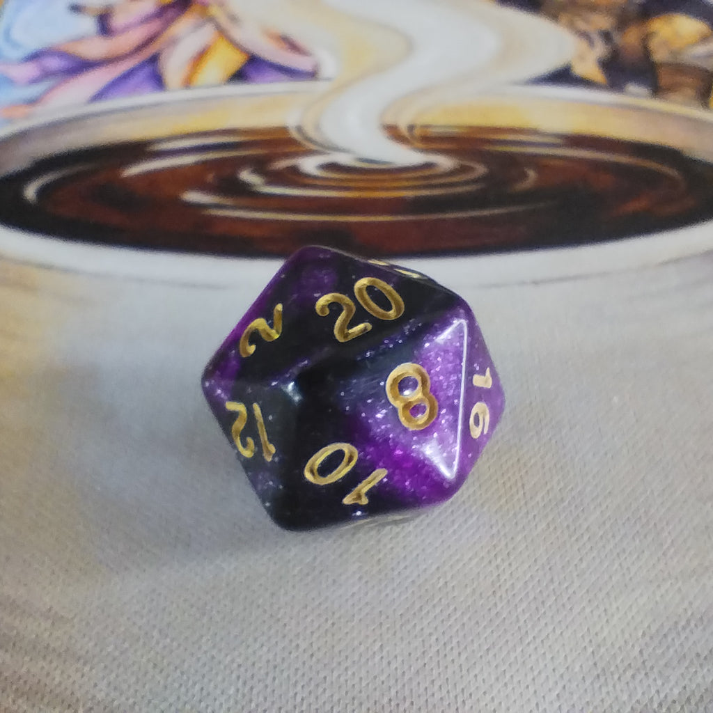 Nebula Shimmer Dice Set - Purple Black