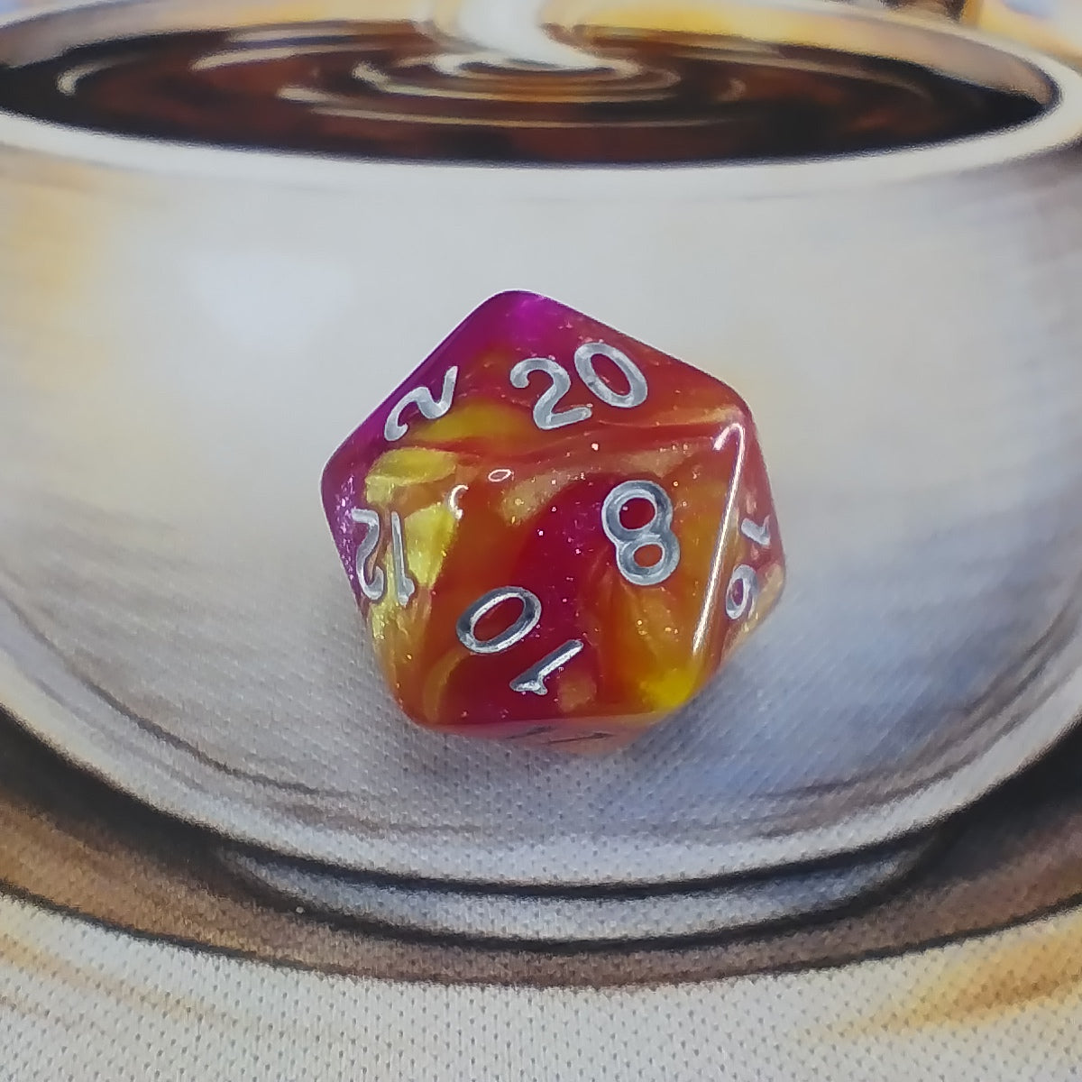 Nebula Shimmer Dice Set - Pink Yellow