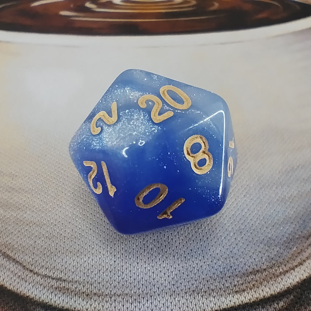 Nebula Shimmer Dice Set - Blue White