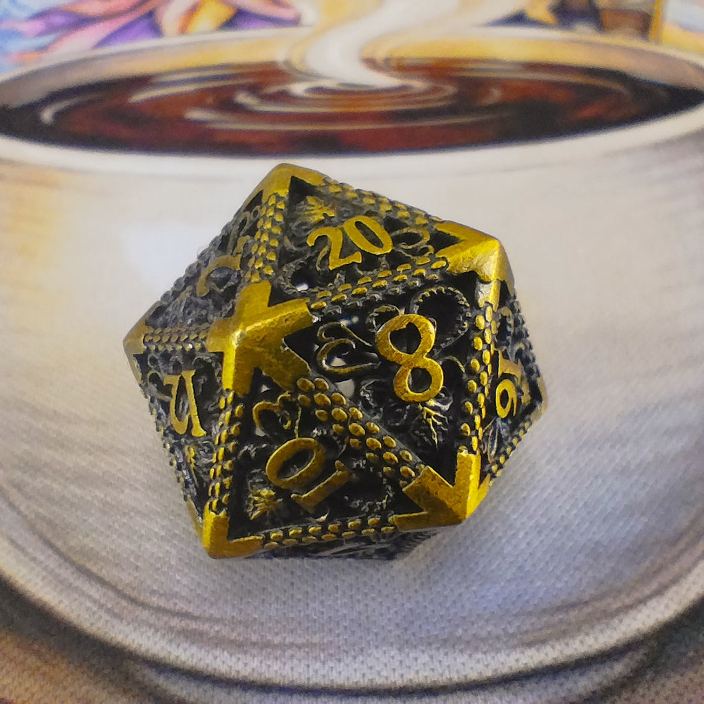 Metal Dice Set - Gold Kraken