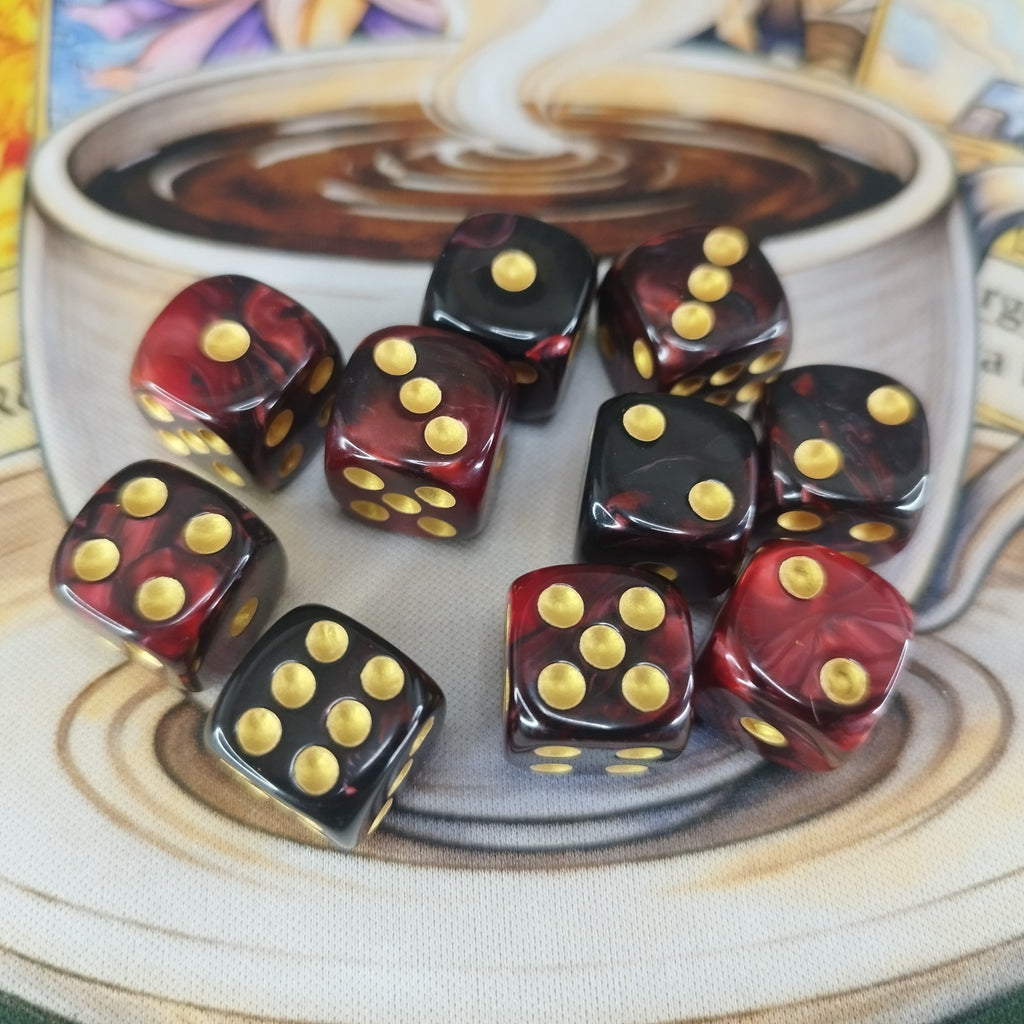 Colour Swirl D6's - Black Red