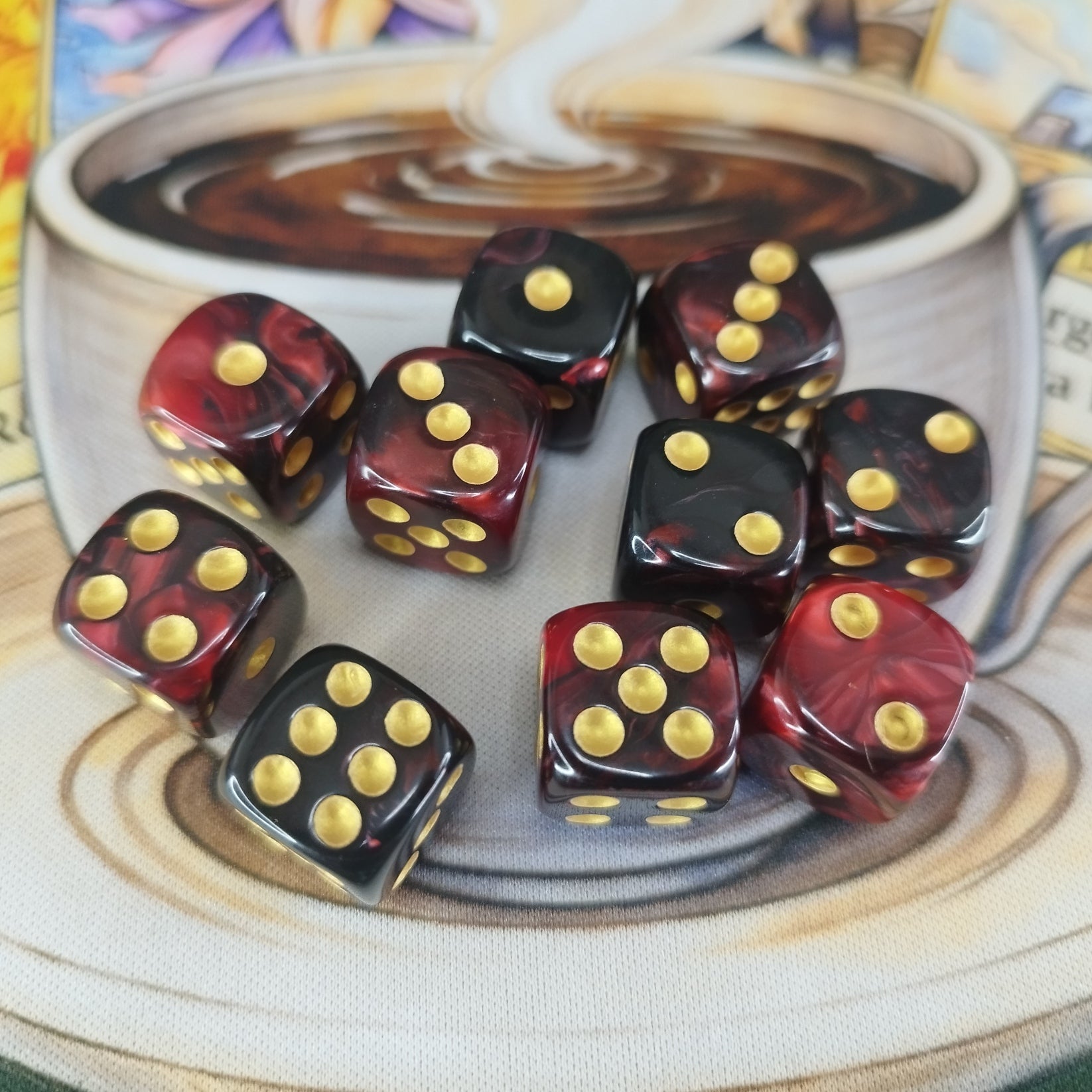 Colour Swirl D6's - Black Red