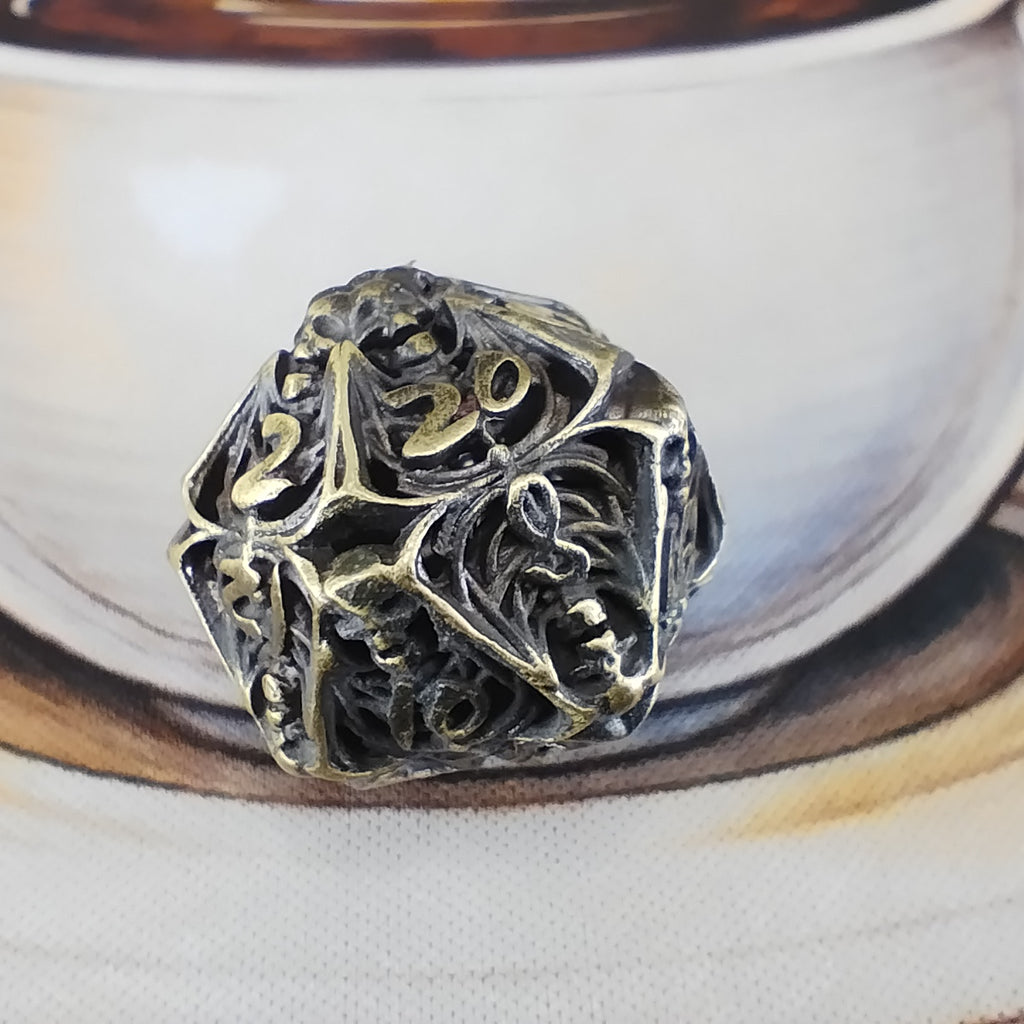 Metal Dice Set - Skeleton Gold