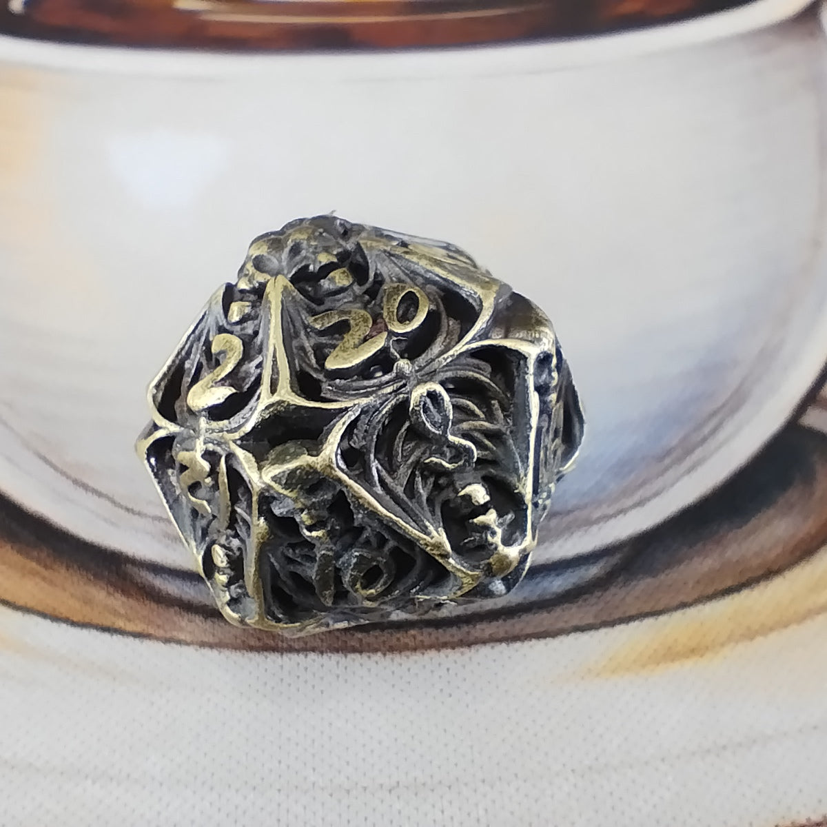 Metal Dice Set - Skeleton Gold
