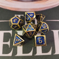 Metal Dice Set - Blue Shimmer Gold