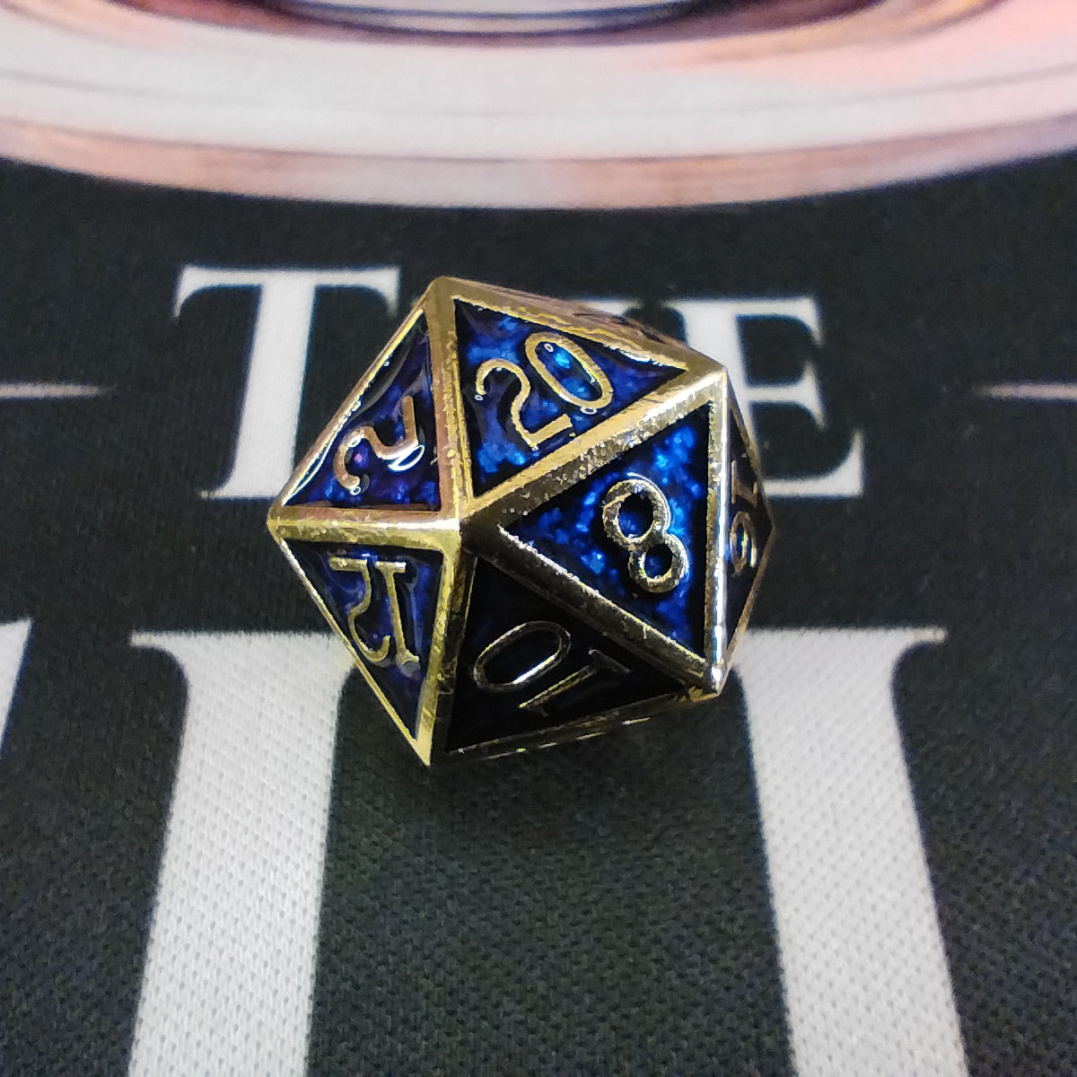 Metal Dice Set - Blue Shimmer Gold