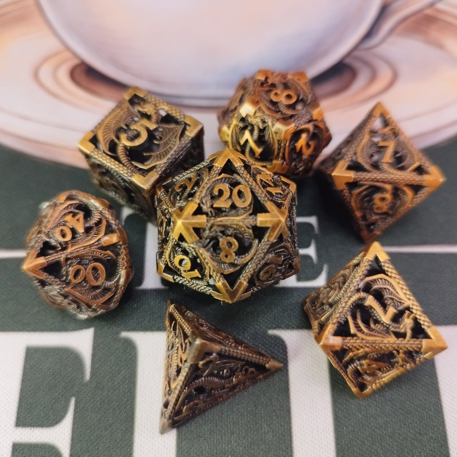 Metal Dice Set - Gold Dragon