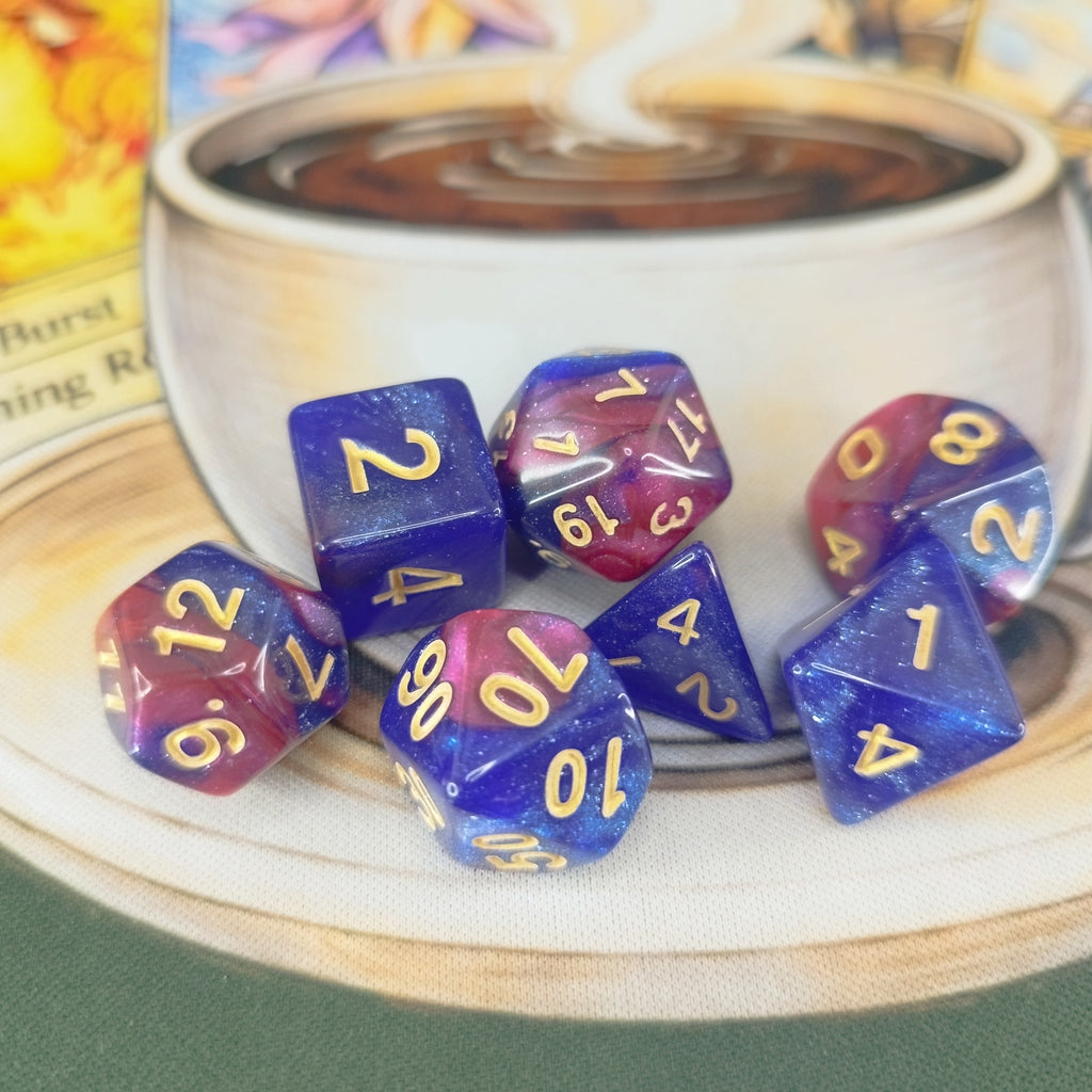Nebula Shimmer Dice Set - Blue Purple