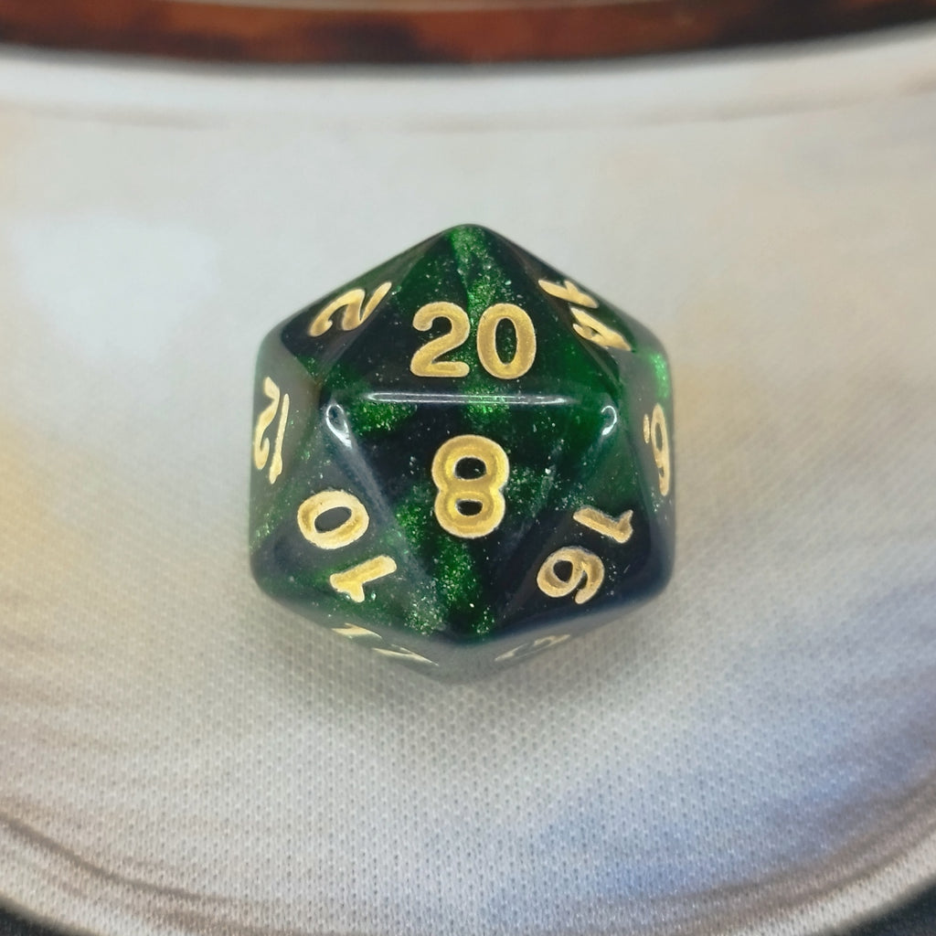 Nebula Shimmer Dice Set - Green Black
