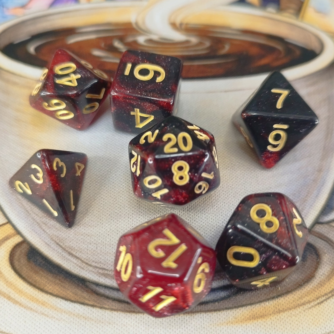 Nebula Shimmer Dice Set - Red Black