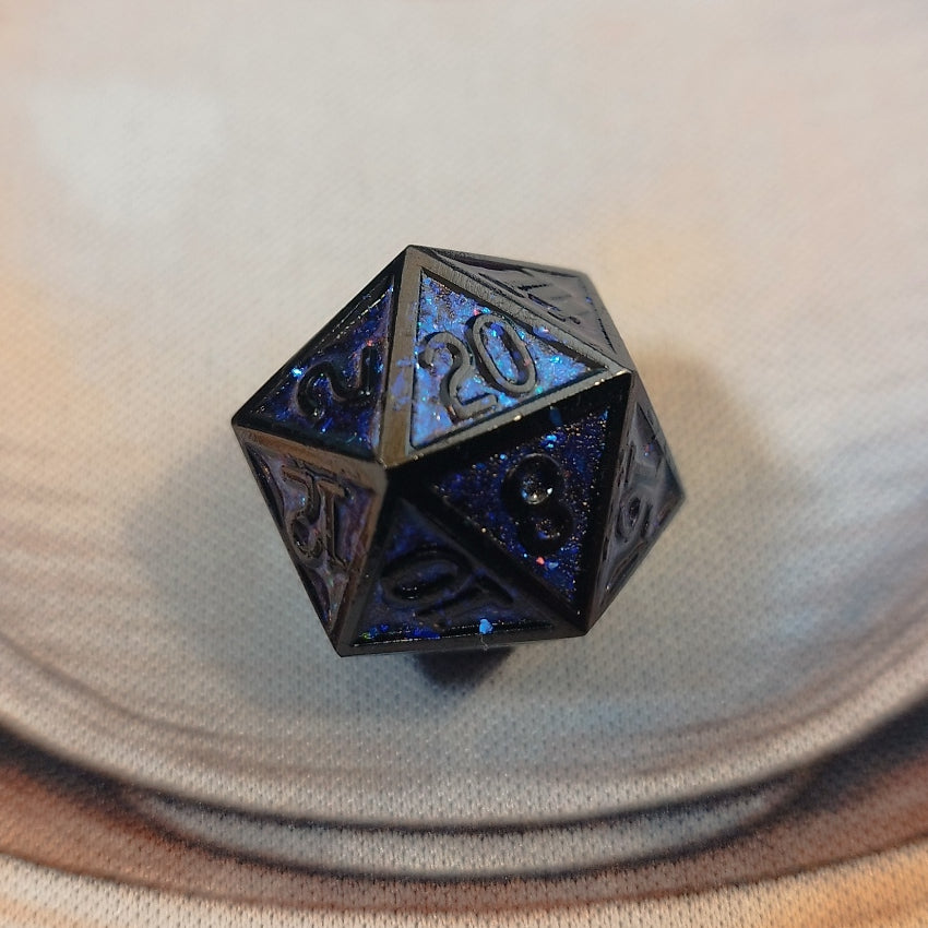 Metal Dice Set - Blue Shimmer Black