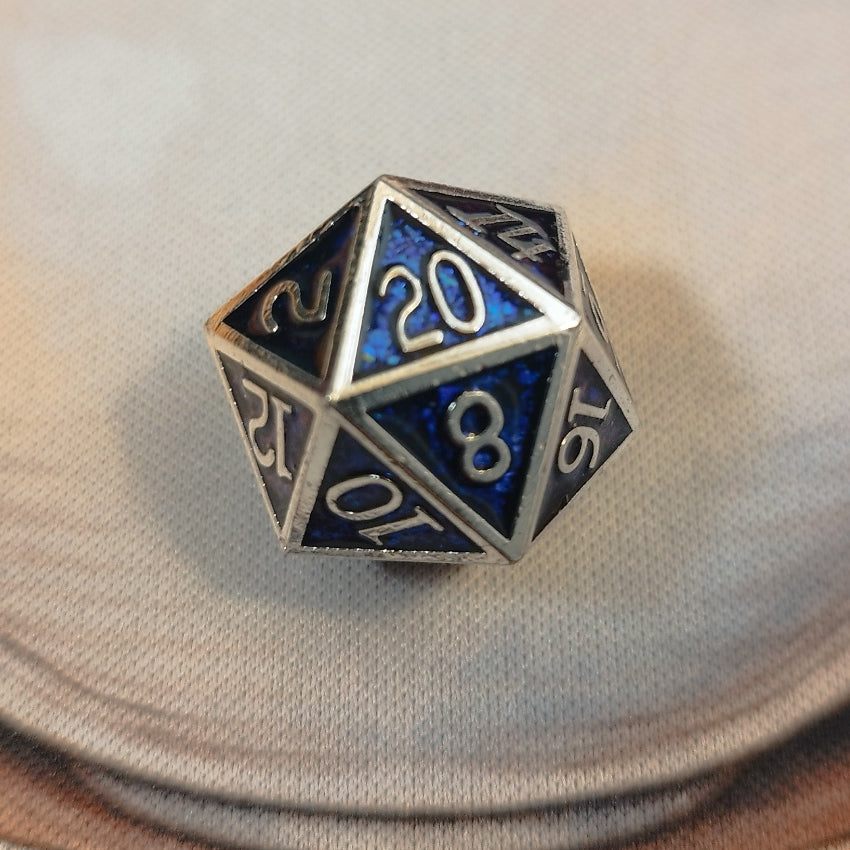 Metal Dice Set - Blue Shimmer Silver