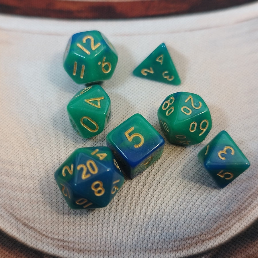 Mini Dual Colour Dice Set - Blue Green